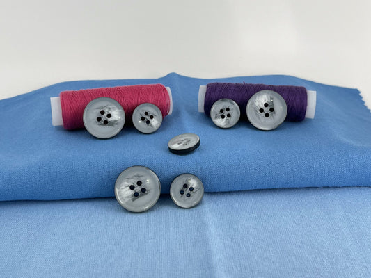 White & Grey Horn Imitation Buttons, Sprayed in Contrast Color, 15mm & 20mm (24L & 32L). 4-Hole Sew On for Suits, Pants, Coats & Jackets