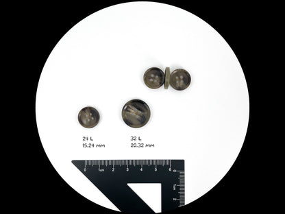 Green & Brown Horn Imitation Buttons, Sprayed in Contrast Color, 15mm & 20mm (24L & 32L). 4-Hole Sew On for Suits, Pants, Coats & Jackets