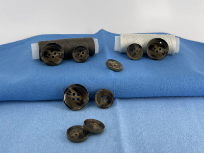 Green & Brown Horn Imitation Buttons, Sprayed in Contrast Color, 15mm & 20mm (24L & 32L). 4-Hole Sew On for Suits, Pants, Coats & Jackets
