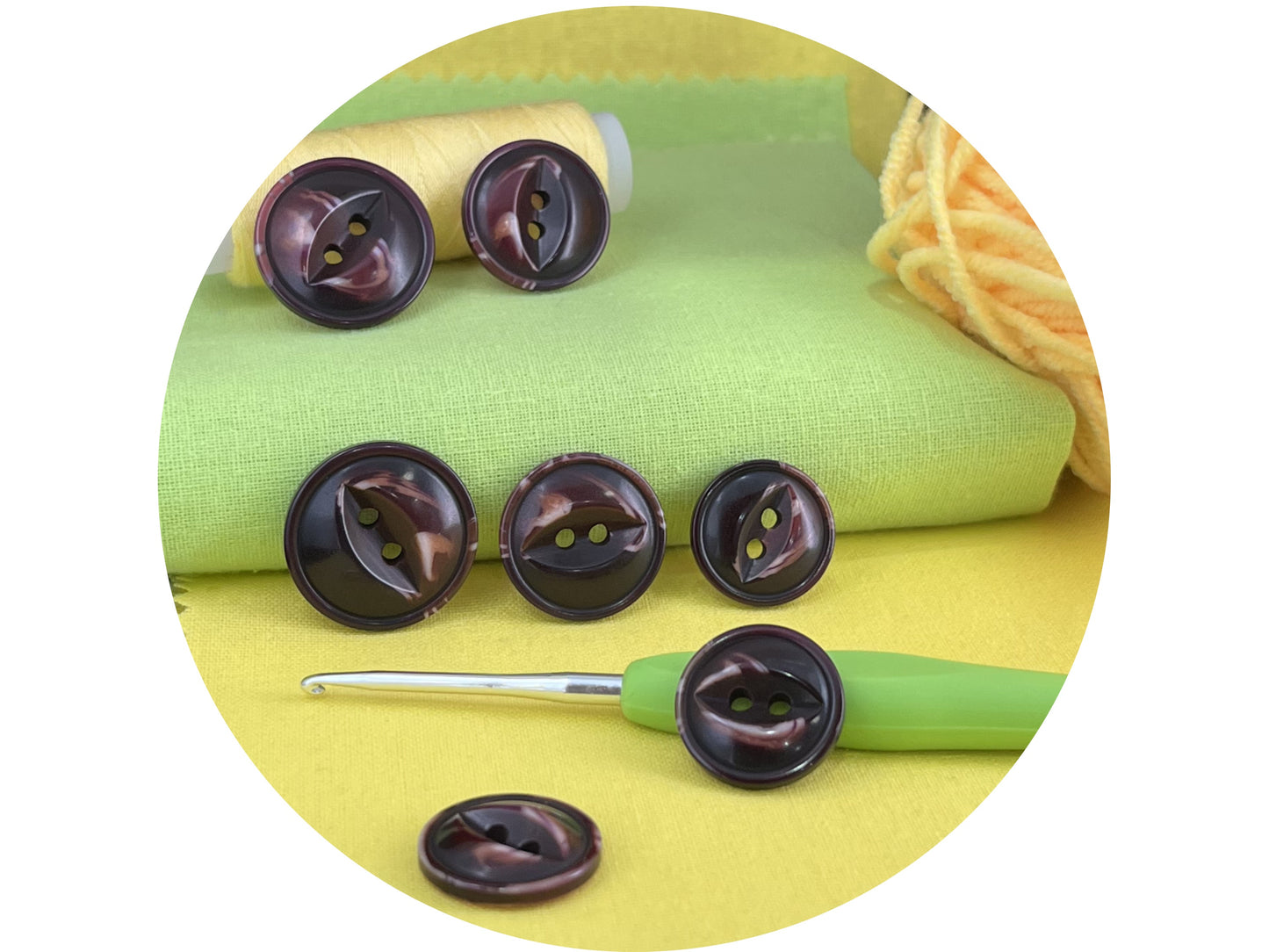 Dark Purple Fish Eye Pearl Imitation Buttons, Multi-Colored, 18-23mm (28L, 32L & 36L). 2-Hole Sew On for Jackets, Coats, Apparel, Crafts