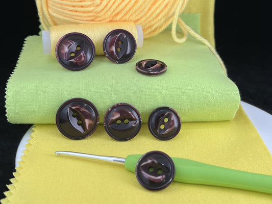 Dark Purple Fish Eye Pearl Imitation Buttons, Multi-Colored, 18-23mm (28L, 32L & 36L). 2-Hole Sew On for Jackets, Coats, Apparel, Crafts