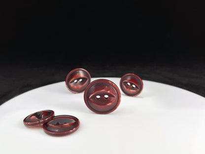 Bordeaux Red Fish Eye Pearl Imitation Buttons, Multi-Colored, 18-23mm (28L, 32L & 36L). 2-Hole Sew On for Jackets, Coats, Apparel, Crafts