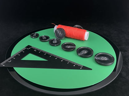 Black Horn Imitation Resin Buttons, 15-28mm (24L-44L). 4-Hole Sew On for Suits, Pants, Dresses, Coats, Jackets & Sweaters