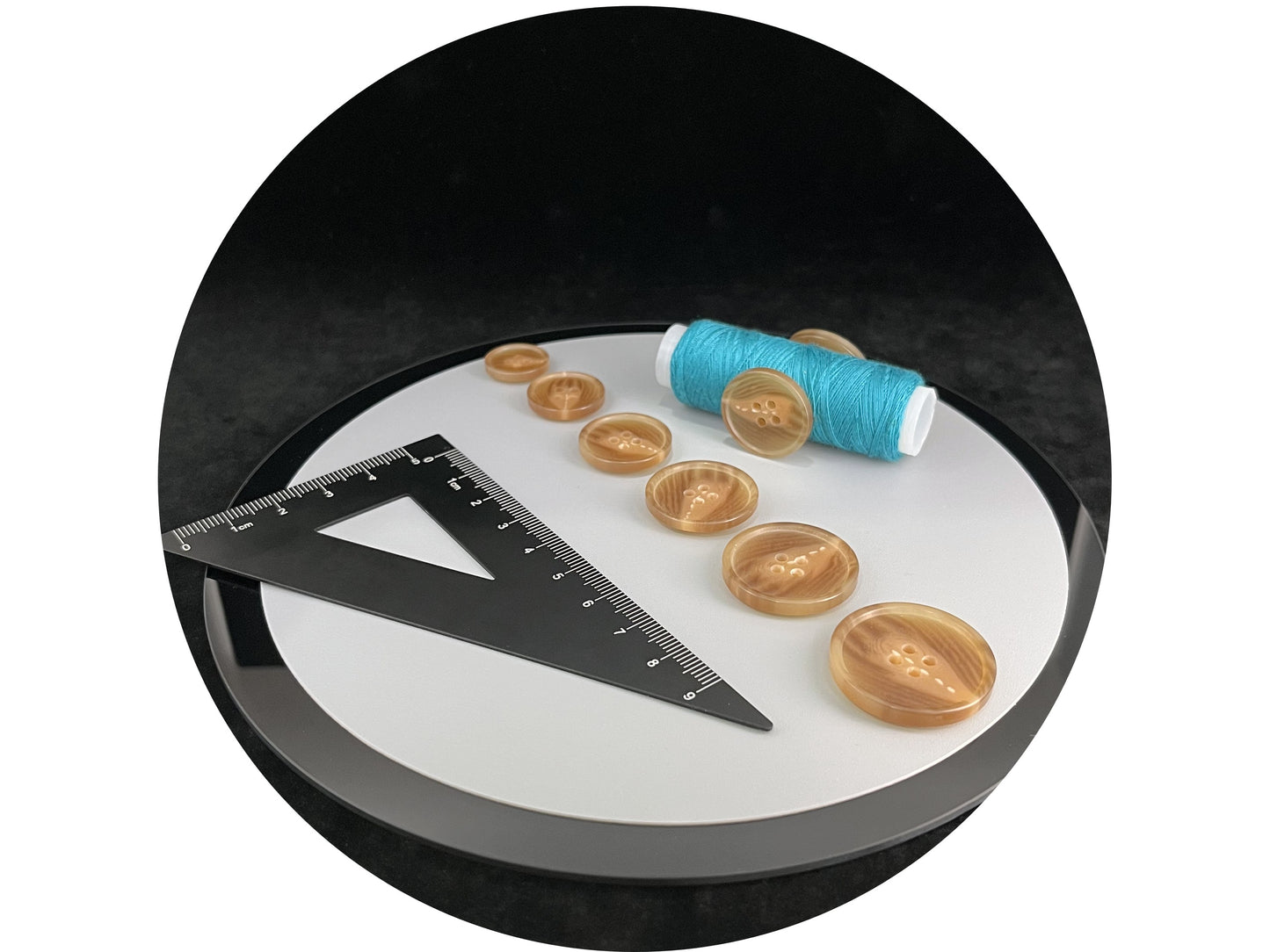 Brown Horn Imitation Resin Buttons, 15-28mm (24L-44L). 4-Hole Sew On for Suits, Pants, Dresses, Coats, Jackets & Sweaters