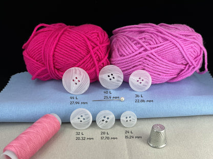 White Horn Imitation Resin Buttons, 15-28mm (24L-44L). 4-Hole Sew On for Suits, Pants, Dresses, Coats, Jackets & Sweaters