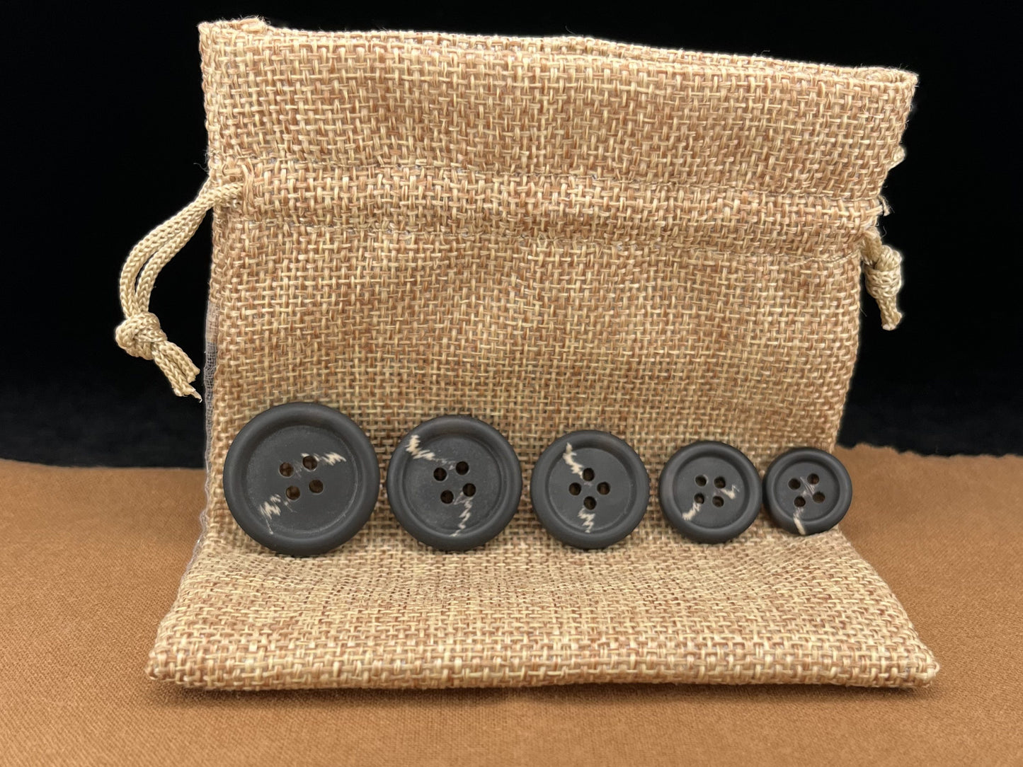 Dark Grey Horn Imitation Buttons, Two Tones, 15-25mm (24L-40L). 4-Hole Sew On for Suits, Pants, Dresses, Coats, Jackets, Sweaters