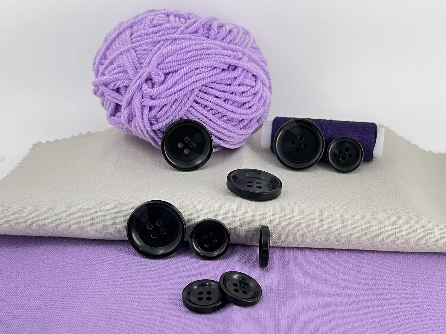 Black Horn Imitation Resin Buttons, 18mm & 25mm (28L & 40L). 4-Hole Sew On for Suits, Pants, Dresses, Coats, Jackets & Sweaters