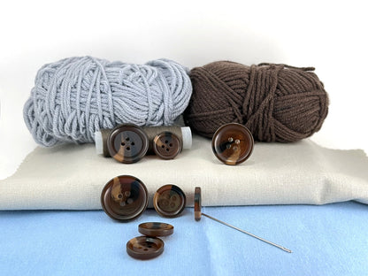 Dark Coffee Brown Horn Imitation Resin Buttons,18mm & 25mm (28L & 40L). 4-Hole Sew On for Suits, Pants, Dresses, Coats, Jackets & Sweaters