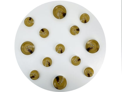 Light Coffee Brown Horn Imitation Resin Buttons,18mm & 25mm (28L & 40L). 4-Hole Sew On for Suits, Pants, Dresses, Coats, Jackets & Sweaters