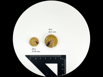 Light Coffee Brown Horn Imitation Resin Buttons,18mm & 25mm (28L & 40L). 4-Hole Sew On for Suits, Pants, Dresses, Coats, Jackets & Sweaters