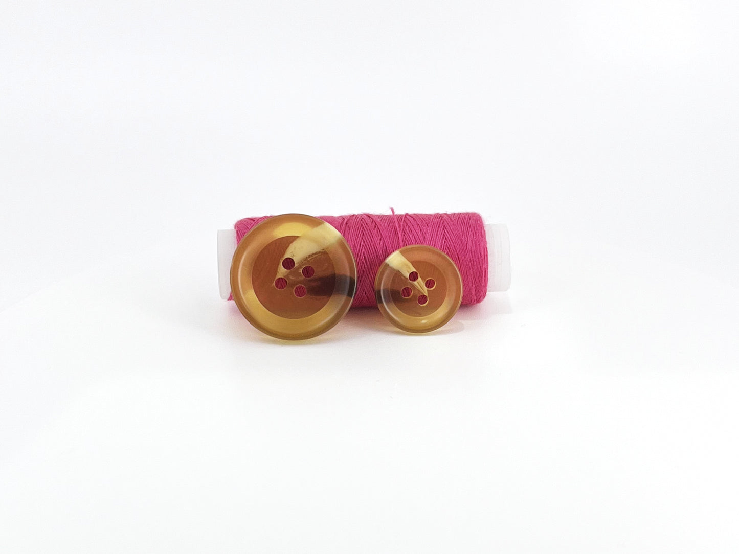 Light Coffee Brown Horn Imitation Resin Buttons,18mm & 25mm (28L & 40L). 4-Hole Sew On for Suits, Pants, Dresses, Coats, Jackets & Sweaters