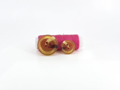 Light Coffee Brown Horn Imitation Resin Buttons,18mm & 25mm (28L & 40L). 4-Hole Sew On for Suits, Pants, Dresses, Coats, Jackets & Sweaters
