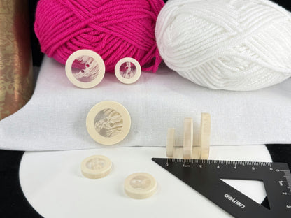 Off-White Translucent Horn Imitation Buttons with Solid Rim. 18-28mm (28L-44L), 2-Hole Sew On, for Jackets, Coats, Apparel & Crafts