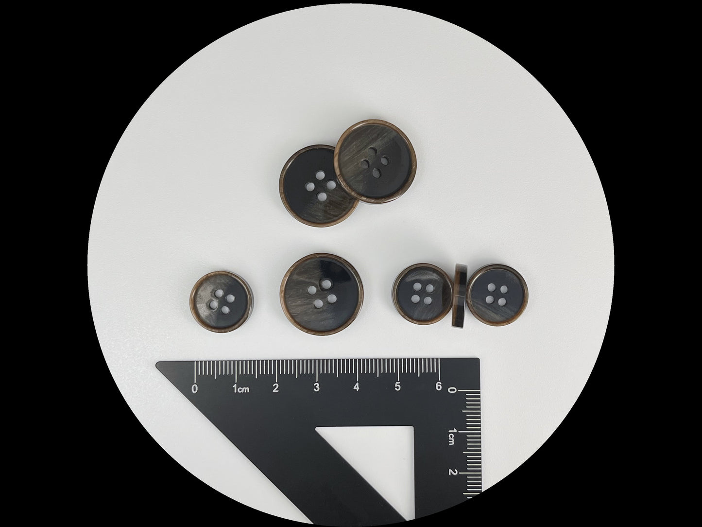 Black & Brown Pearlized Horn Imitation Buttons, 15mm & 20mm (24L & 32L). 4-Hole Sew On for Suits, Pants, Dresses, Coats, Jackets, Sweaters