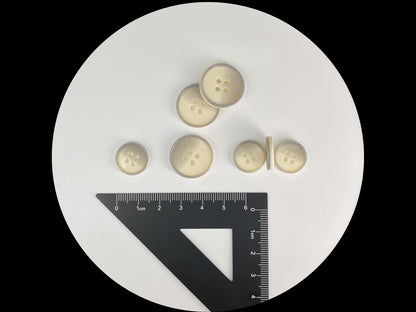Off-White Pearlized Horn Imitation Buttons, 15mm & 20mm (24L & 32L). 4-Hole Sew On for Suits, Pants, Dresses, Coats, Jackets & Sweaters