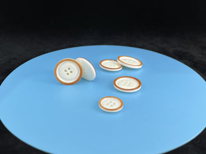 Beige with Brown Rim Two Tone Buttons, 15mm-23mm (24L-36L). 4-Hole Sew On for Suits, Pants, Dresses, Coats, Jackets & Sweaters