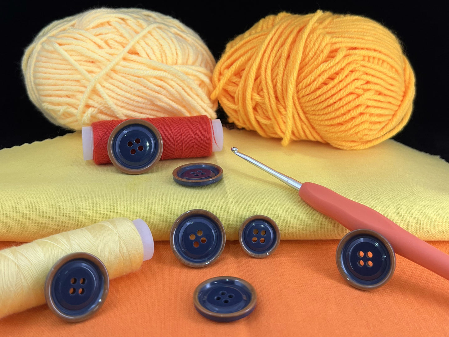 Blue with Brown Rim Two Tone Buttons, 15mm-23mm (24L-36L). 4-Hole Sew On for Suits, Pants, Dresses, Coats, Jackets & Sweaters
