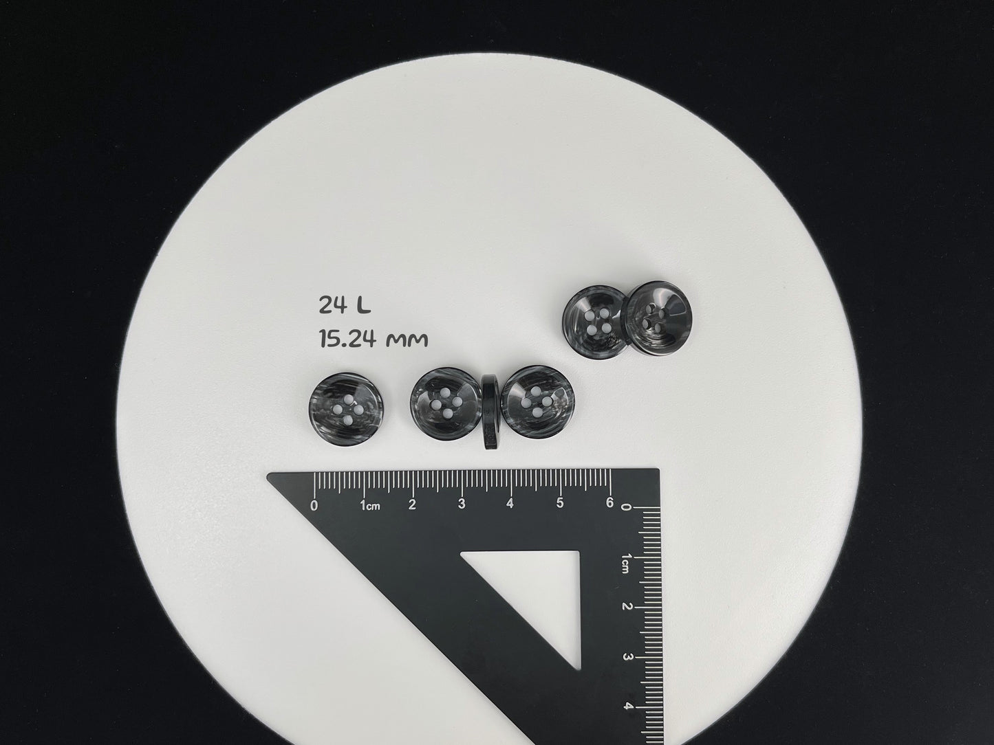 Black Pearl Imitation Buttons, 11.5mm & 15mm (18L & 24L), Neutral & Dark Tones 4-Hole Sew On for Shirts, Pants, Blouses, Dresses & Crafts