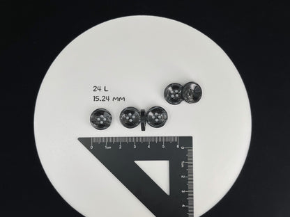 Black Pearl Imitation Buttons, 11.5mm & 15mm (18L & 24L), Neutral & Dark Tones 4-Hole Sew On for Shirts, Pants, Blouses, Dresses & Crafts