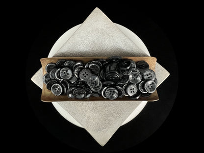 Black Pearl Imitation Buttons, 11.5mm & 15mm (18L & 24L), Neutral & Dark Tones 4-Hole Sew On for Shirts, Pants, Blouses, Dresses & Crafts