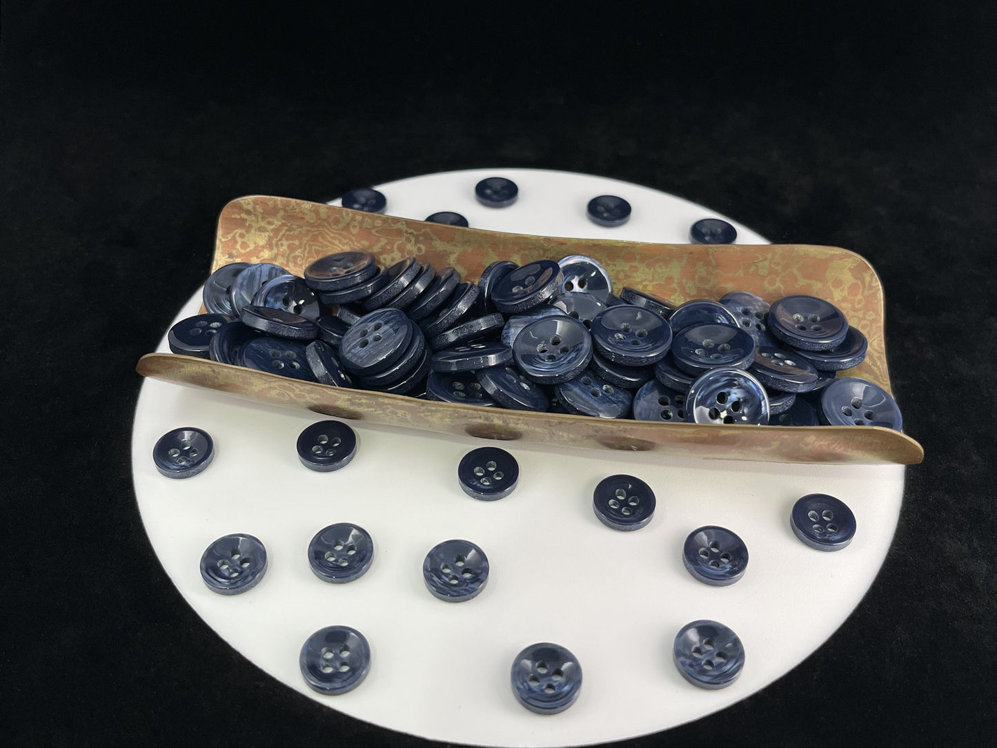 Dark Blue Pearl Imitation Buttons, 11.5mm & 15mm (18L & 24L), Neutral & Dark Tones 4-Hole Sew On for Shirts, Pants, Blouses, Dresses & Craft