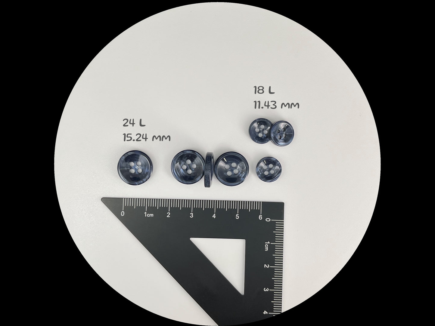 Dark Blue Pearl Imitation Buttons, 11.5mm & 15mm (18L & 24L), Neutral & Dark Tones 4-Hole Sew On for Shirts, Pants, Blouses, Dresses & Craft