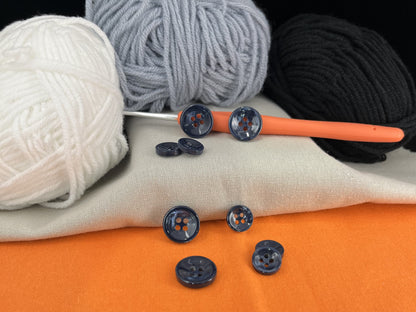 Dark Blue Pearl Imitation Buttons, 11.5mm & 15mm (18L & 24L), Neutral & Dark Tones 4-Hole Sew On for Shirts, Pants, Blouses, Dresses & Craft