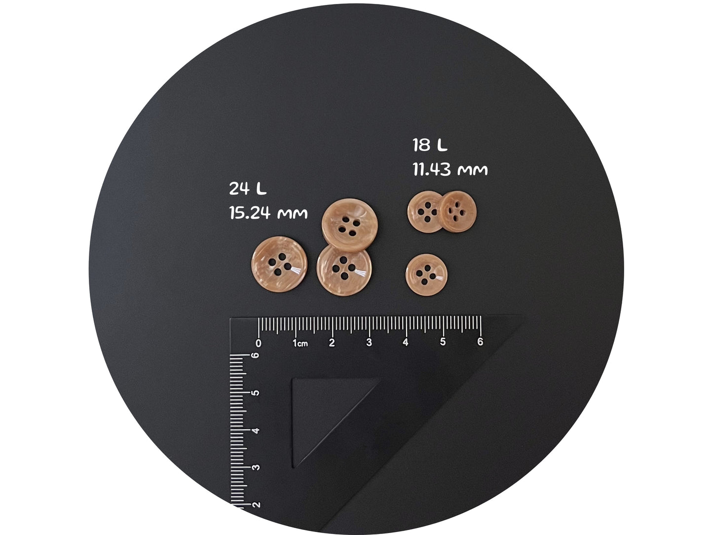 Brown Pearl Imitation Buttons, 11.5mm & 15mm (18L & 24L), Neutral & Dark Tones 4-Hole Sew On for Shirts, Pants, Blouses, Dresses & Crafts