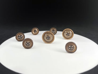 Brown Vintage Look Pearl Imitation Buttons, 15mm & 20mm (24L & 32L). 4-Hole Sew On for Suits, Pants, Dresses, Coats, Jackets & Sweaters