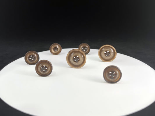 Brown Vintage Look Pearl Imitation Buttons, 15mm & 20mm (24L & 32L). 4-Hole Sew On for Suits, Pants, Dresses, Coats, Jackets & Sweaters