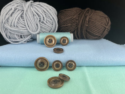 Brown Vintage Look Pearl Imitation Buttons, 15mm & 20mm (24L & 32L). 4-Hole Sew On for Suits, Pants, Dresses, Coats, Jackets & Sweaters