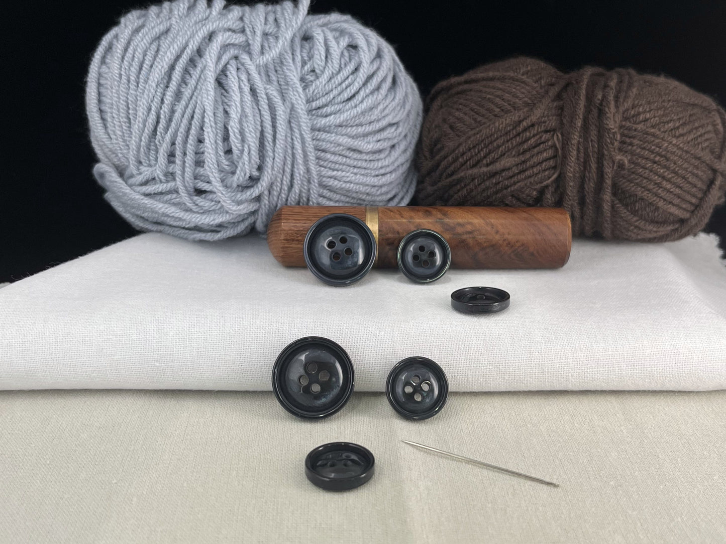 Dark Blue Vintage Look Pearl Imitation Buttons, 15mm & 20mm (24L & 32L). 4-Hole Sew On for Suits, Pants, Dresses, Coats, Jackets & Sweaters