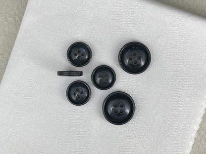 Dark Blue Vintage Look Pearl Imitation Buttons, 15mm & 20mm (24L & 32L). 4-Hole Sew On for Suits, Pants, Dresses, Coats, Jackets & Sweaters
