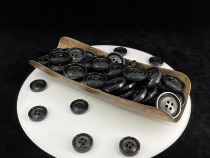 Dark Grey Vintage Look Pearl Imitation Buttons, 15mm & 20mm (24L & 32L). 4-Hole Sew On for Suits, Pants, Dresses, Coats, Jackets & Sweaters