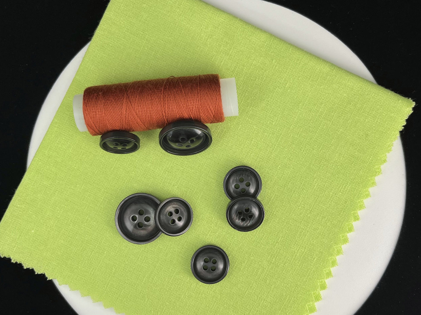 Dark Grey Vintage Look Pearl Imitation Buttons, 15mm & 20mm (24L & 32L). 4-Hole Sew On for Suits, Pants, Dresses, Coats, Jackets & Sweaters
