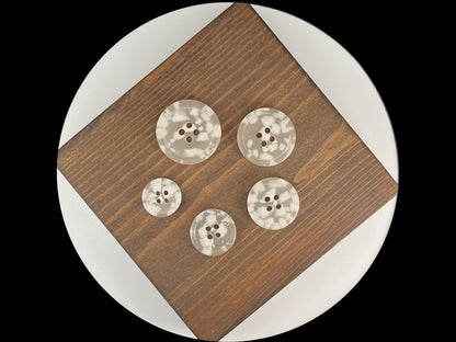 White Camouflage Buttons, 15-25mm (24L-40L). Multi Colored. 4-Hole Sew On for Suits, Pants, Dresses, Coats, Jackets & Sweaters