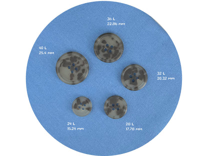 Brown Camouflage Buttons, 15-25mm (24L-40L). Multi Colored. 4-Hole Sew On for Suits, Pants, Dresses, Coats, Jackets & Sweaters
