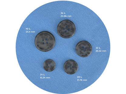 Dark Grey Camouflage Buttons,15-25mm (24L-40L). Multi Colored. 4-Hole Sew On for Suits, Pants, Dresses, Coats, Jackets & Sweaters