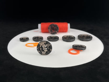 Dark Grey Camouflage Buttons,15-25mm (24L-40L). Multi Colored. 4-Hole Sew On for Suits, Pants, Dresses, Coats, Jackets & Sweaters