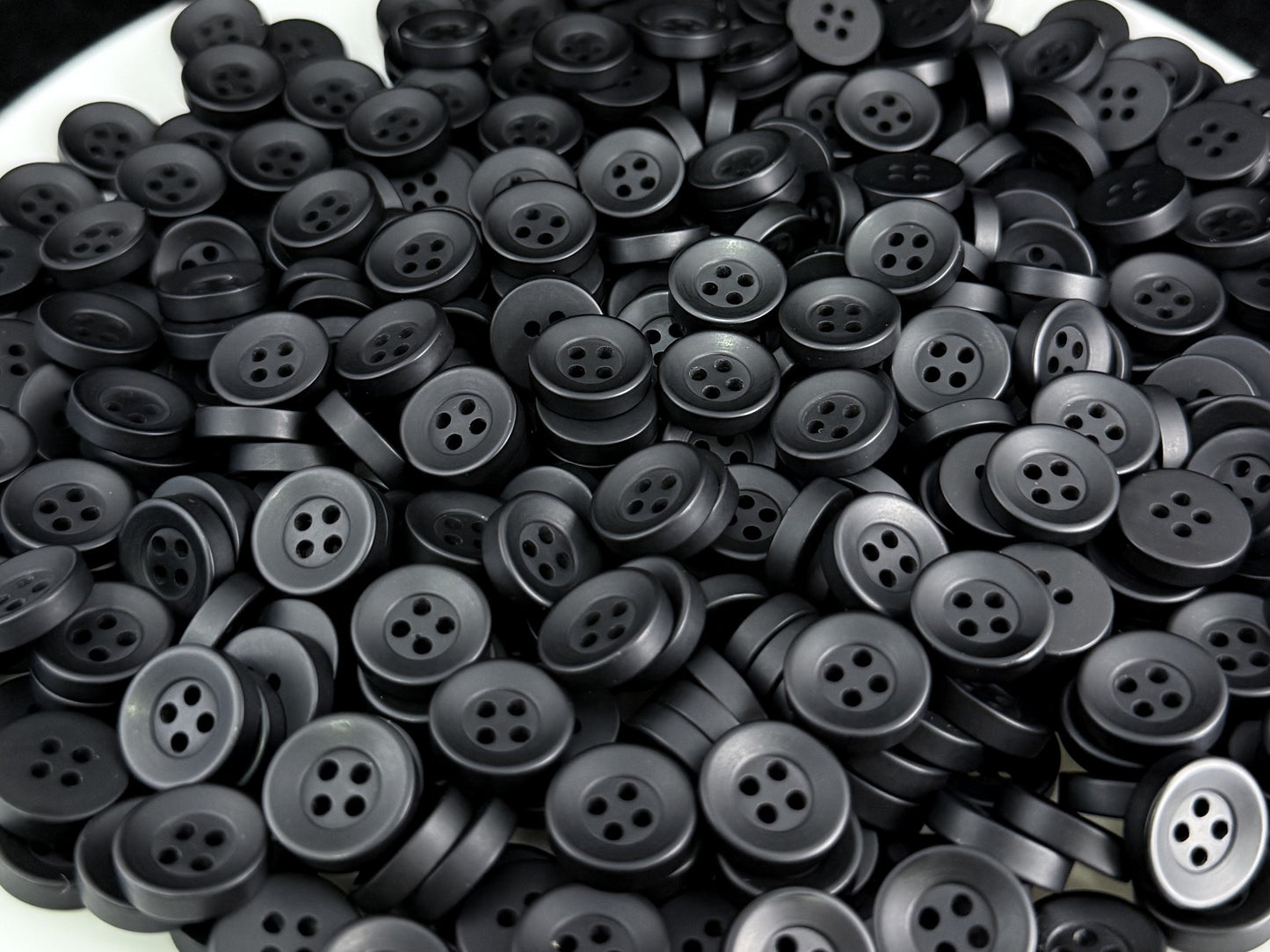 Black Corozo Imitation Buttons, Recycled Plastic, 12.7mm (20L). 4-Hole Sew On for Shirts, Apparel, Sewing, Crafts