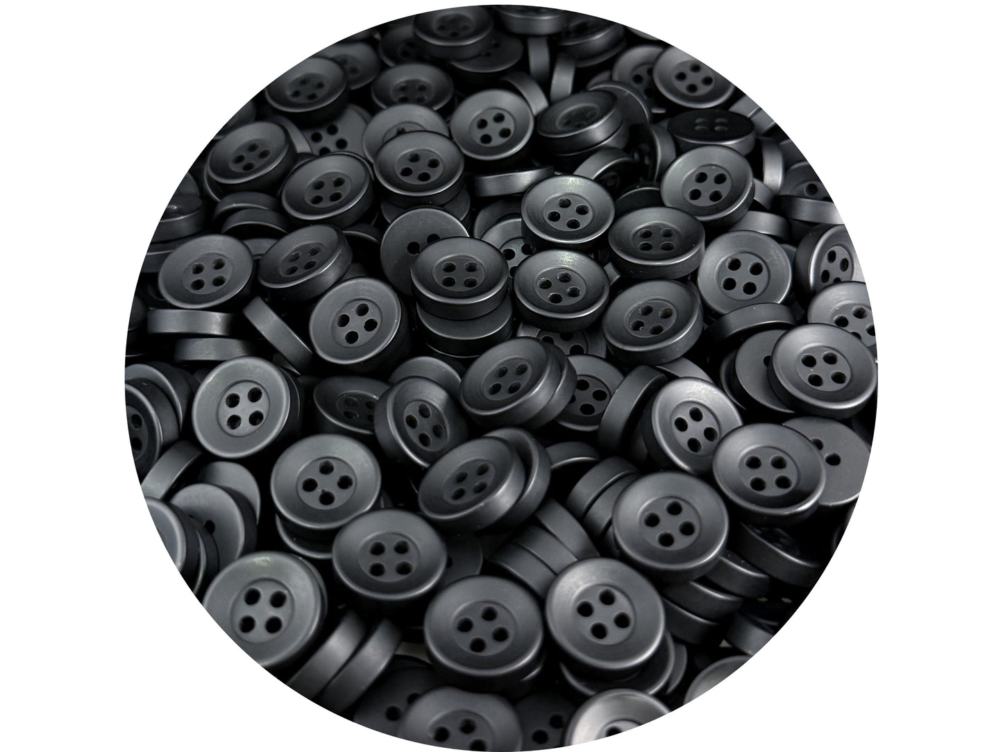 Black Corozo Imitation Buttons, Recycled Plastic, 12.7mm (20L). 4-Hole Sew On for Shirts, Apparel, Sewing, Crafts
