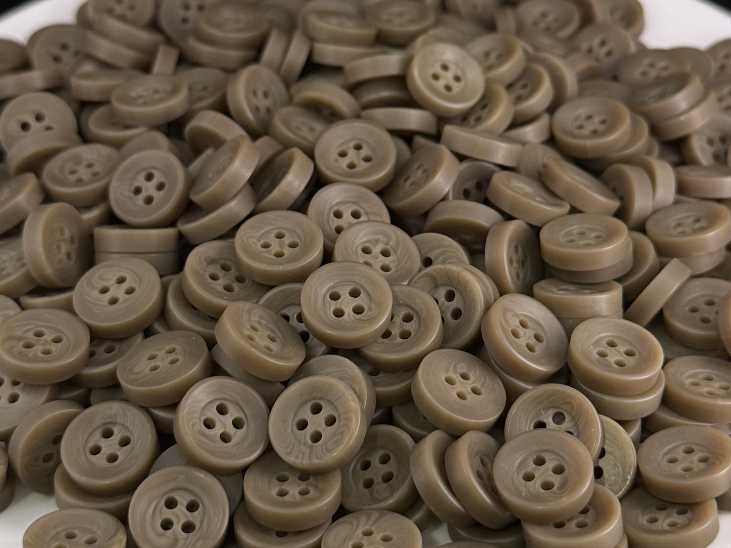 Stone Beige Corozo Imitation Buttons, Recycled Plastic, 12.7mm (20L). 4-Hole Sew On for Shirts, Apparel, Sewing, Crafts
