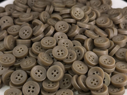 Stone Beige Corozo Imitation Buttons, Recycled Plastic, 12.7mm (20L). 4-Hole Sew On for Shirts, Apparel, Sewing, Crafts