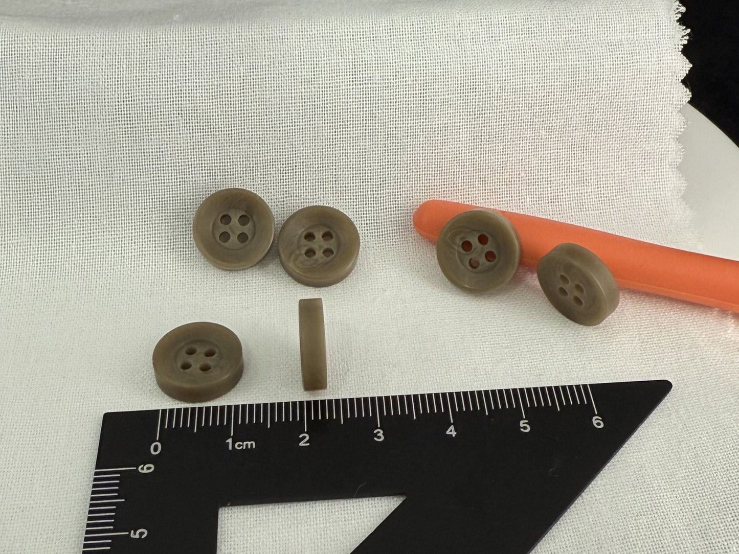 Stone Beige Corozo Imitation Buttons, Recycled Plastic, 12.7mm (20L). 4-Hole Sew On for Shirts, Apparel, Sewing, Crafts