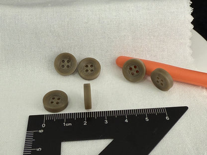 Stone Beige Corozo Imitation Buttons, Recycled Plastic, 12.7mm (20L). 4-Hole Sew On for Shirts, Apparel, Sewing, Crafts