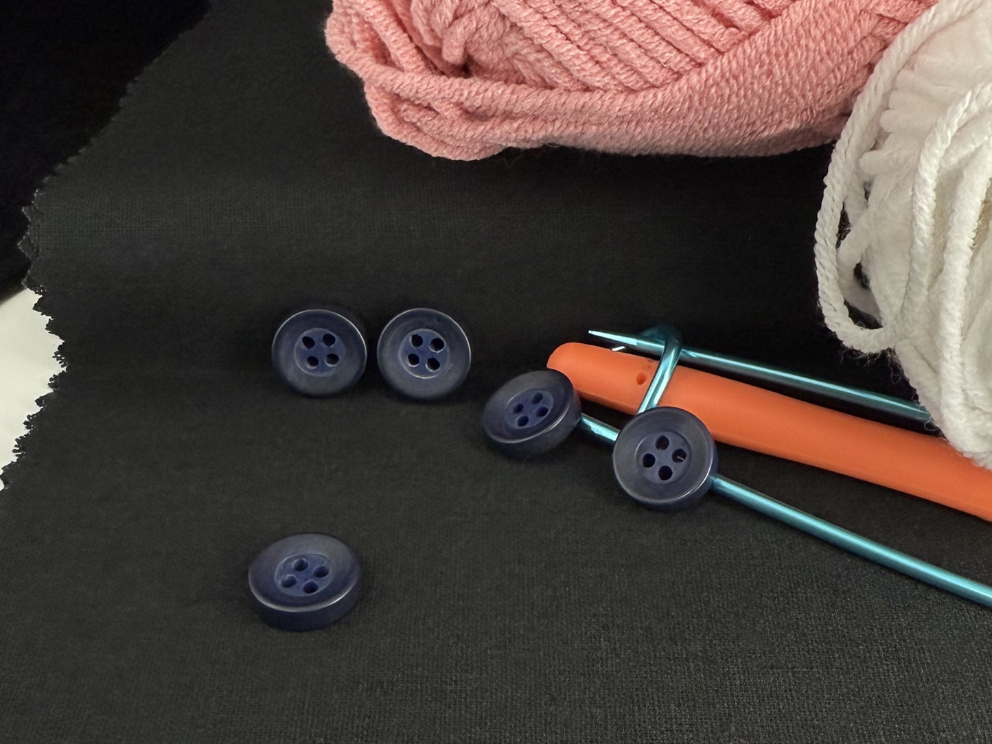 Navy Blue Corozo Imitation Buttons, Recycled Plastic, 12.7mm (20L). 4-Hole Sew On for Shirts, Blouses, Kids Clothes, Apparel, Sewing, Crafts