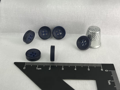 Navy Blue Corozo Imitation Buttons, Recycled Plastic, 12.7mm (20L). 4-Hole Sew On for Shirts, Blouses, Kids Clothes, Apparel, Sewing, Crafts