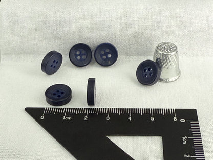 Navy Blue Corozo Imitation Buttons, Recycled Plastic, 12.7mm (20L). 4-Hole Sew On for Shirts, Blouses, Kids Clothes, Apparel, Sewing, Crafts