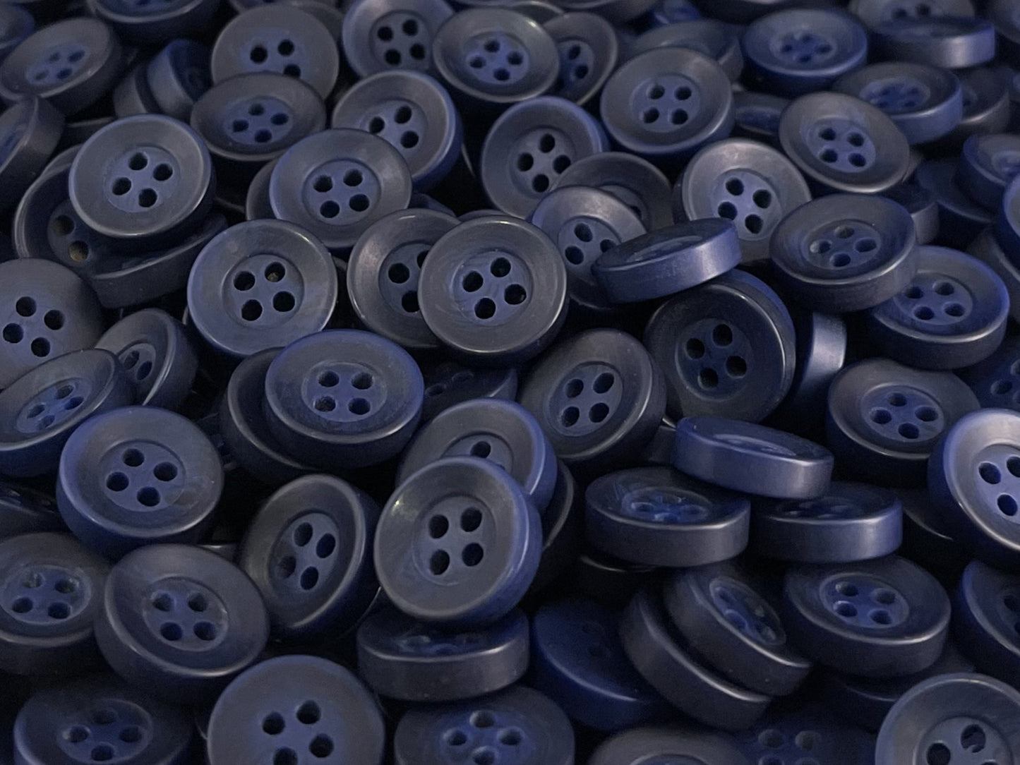 Navy Blue Corozo Imitation Buttons, Recycled Plastic, 12.7mm (20L). 4-Hole Sew On for Shirts, Blouses, Kids Clothes, Apparel, Sewing, Crafts