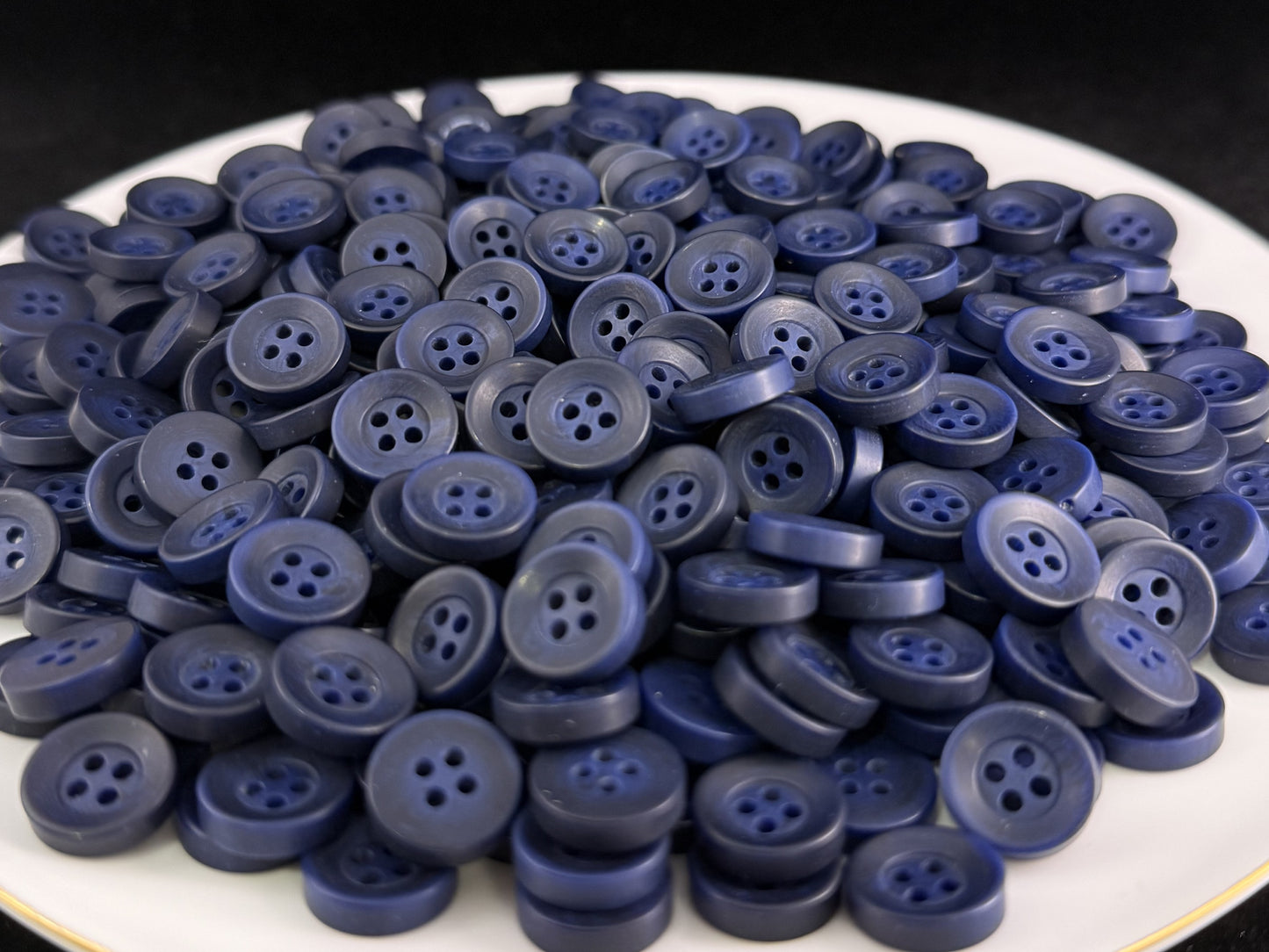 Navy Blue Corozo Imitation Buttons, Recycled Plastic, 12.7mm (20L). 4-Hole Sew On for Shirts, Blouses, Kids Clothes, Apparel, Sewing, Crafts